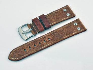 Uhrenband Vintage Fliegerband 18-24mm Kalbsleder helllbraun