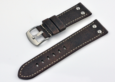 Uhrenband Vintage Fliegerband 18-24mm Kalbsleder dunkelbraun